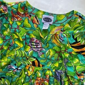 Vintage Green Tropical Fish Dress Medium